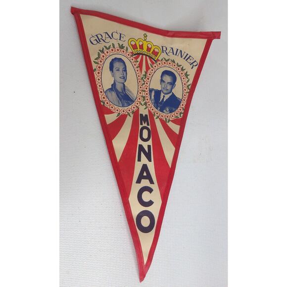 Vintage Grace Ranier Monaco Wedding Flag Pennant Souvenir - Picture 6 of 6